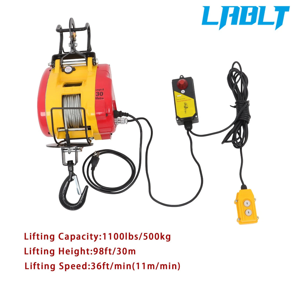 Electric Hoist Winch for LABLT (22.3ft Wired + 492ft Wireless Remote)
