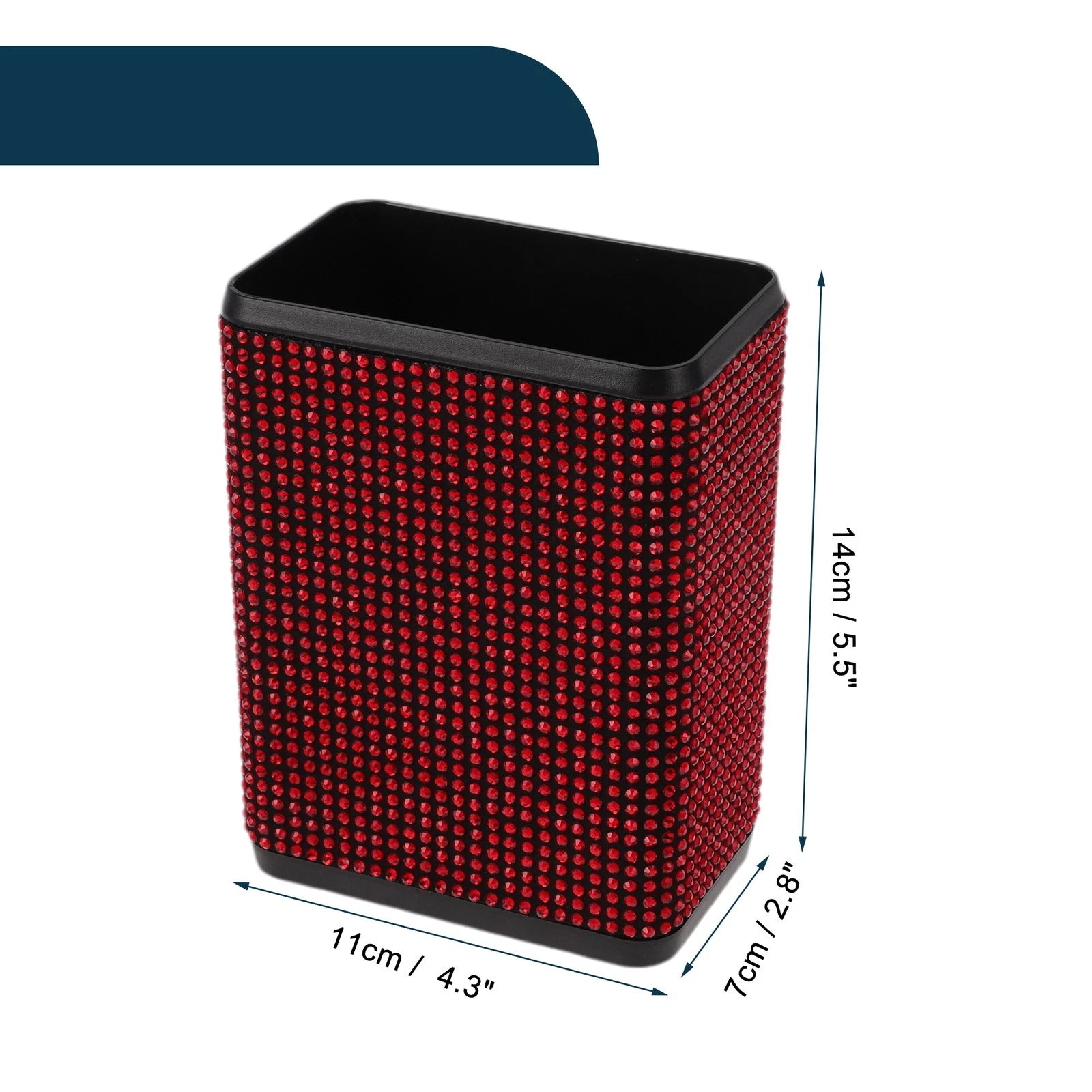 Car Trash Can for Universal Use (1 Pc) - Durable Plastic, Rhinestone Design