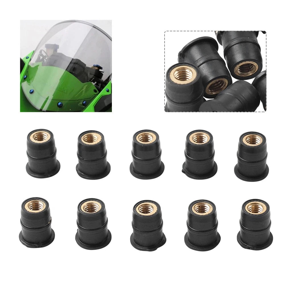 10PC Rubber Windshield Nut M5 for Motorcycle (Vibration Damper)