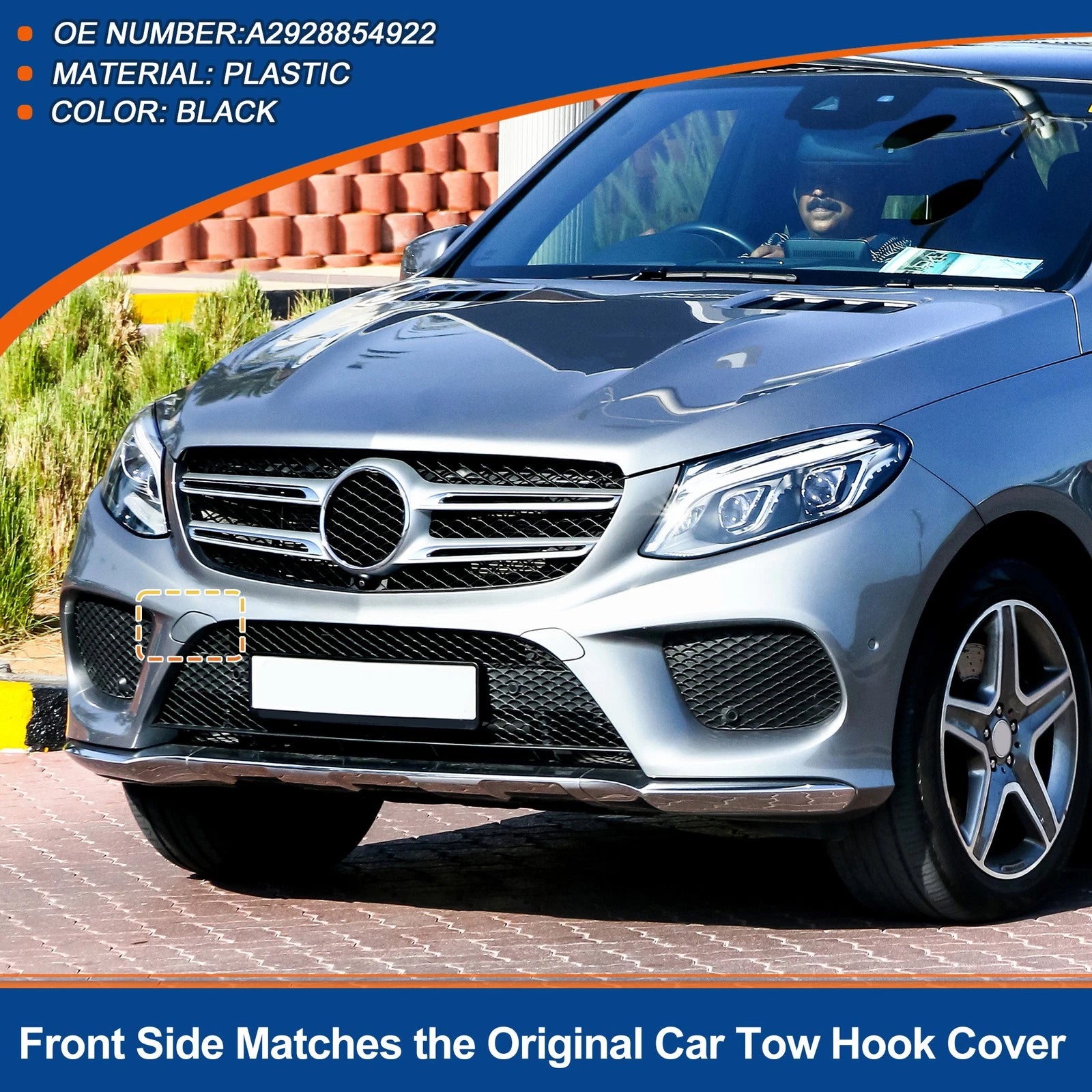 Front Tow Hook Cover Replacement for Mercedes-Benz GLE X166 (2016–2018)