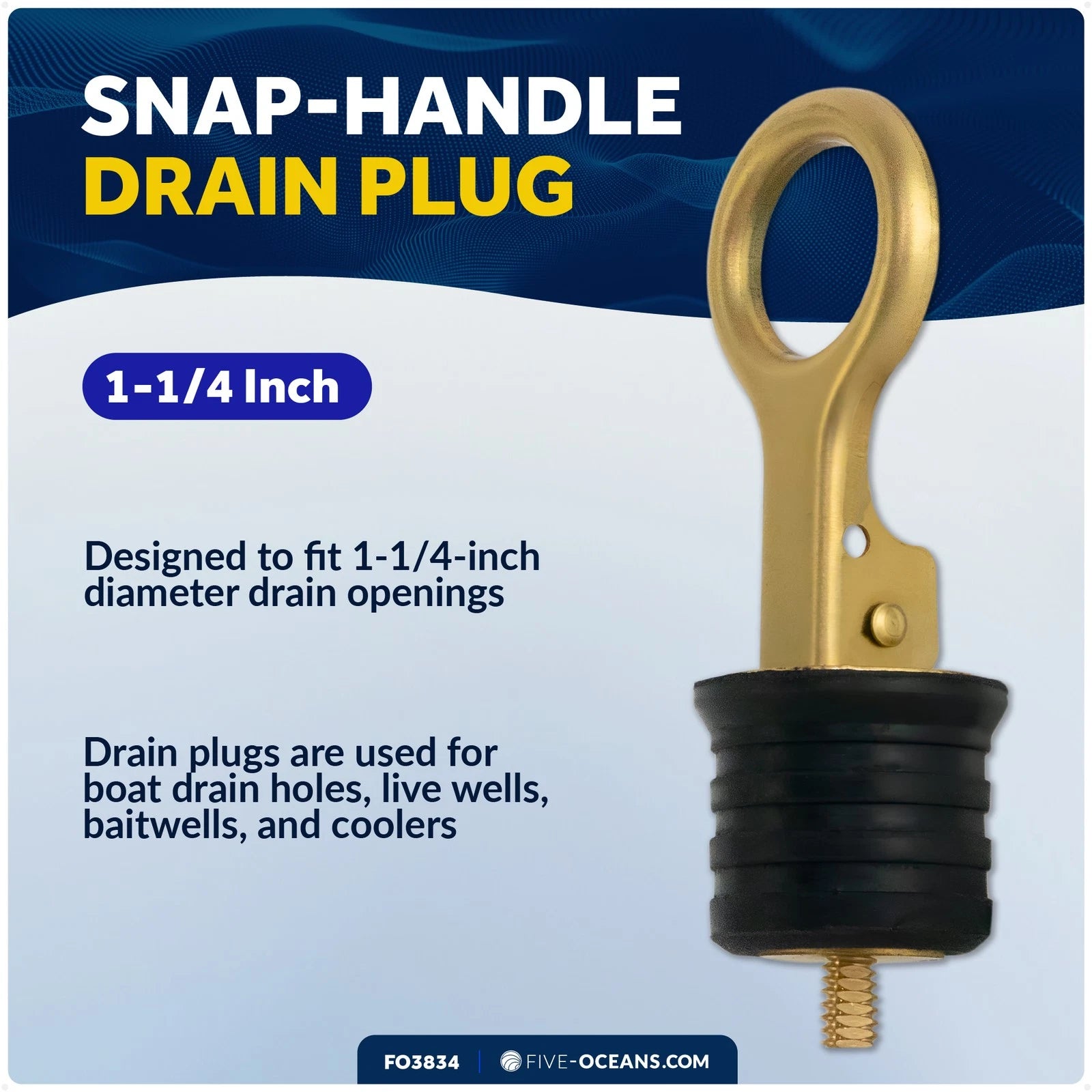 1-1/4 Inch Rubber Drain Plug for Marine Applications (FO3834)