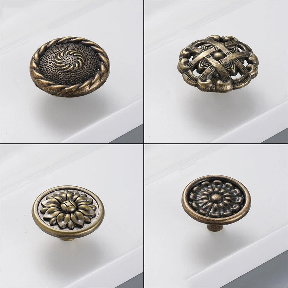Set of 10 Antique Pull Knobs for Cabinet Hardware