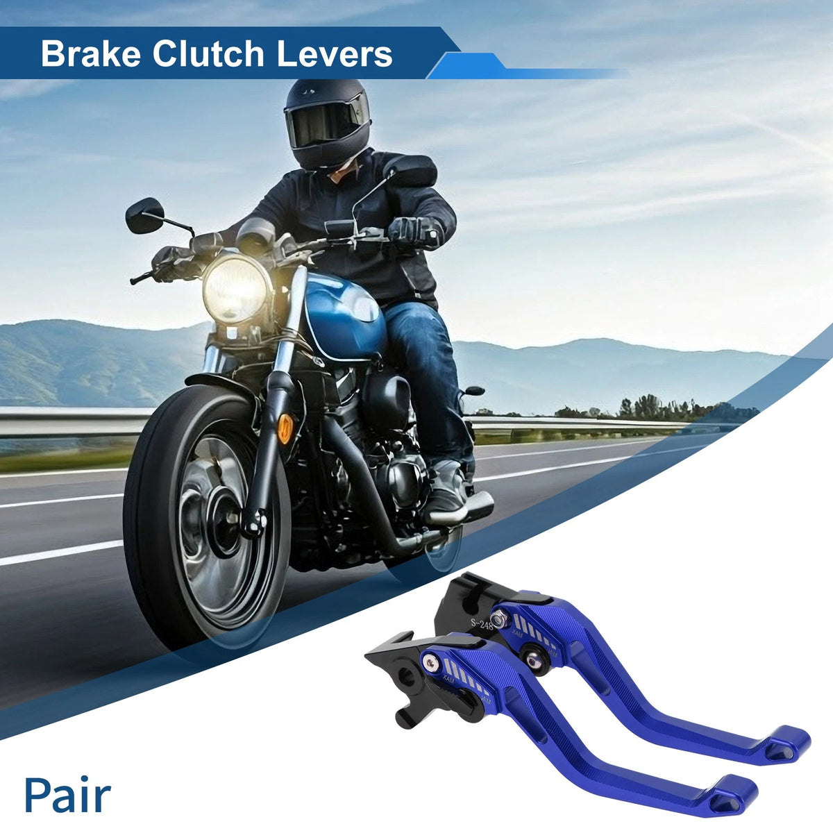 Short Brake Clutch Lever Set of 2 for Yamaha YZF-R125 (2014–2020) Solid Blue