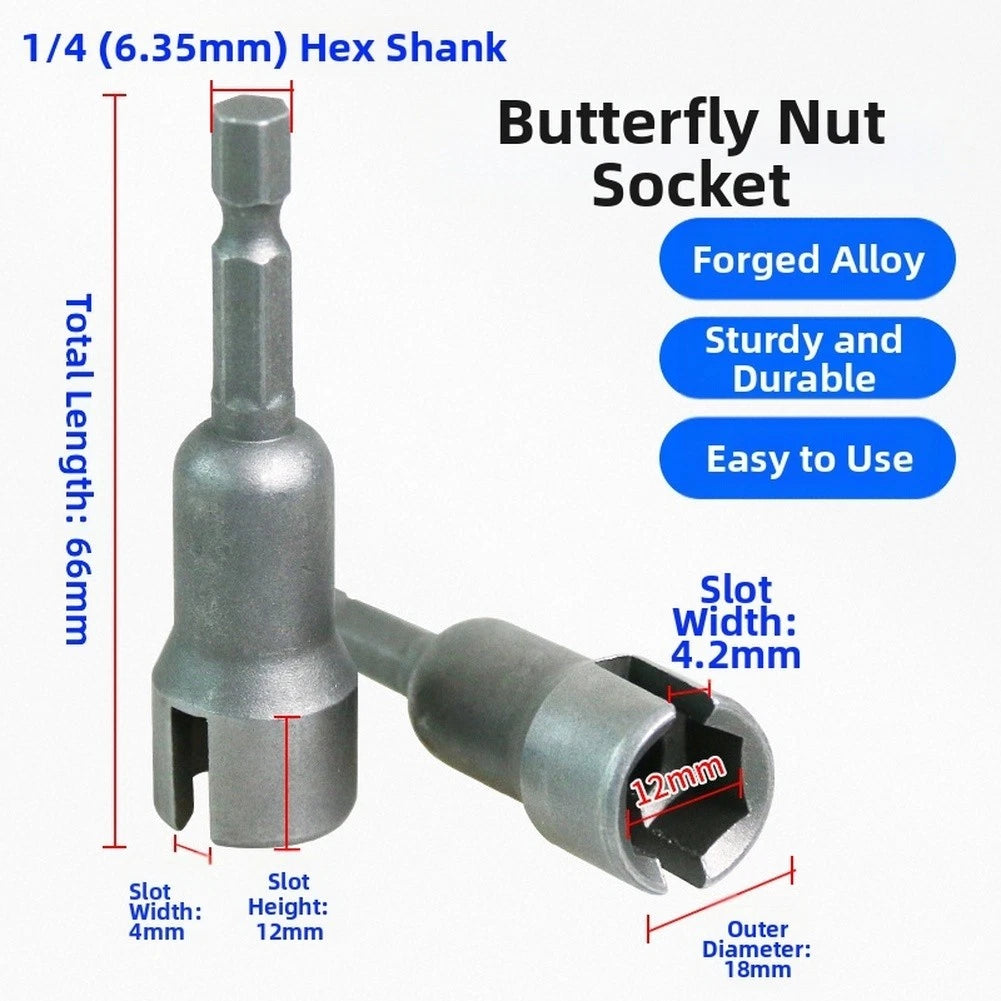 Alloy Forged Slotted Butterfly Nut Socket Wrench 14 Hex Drive
