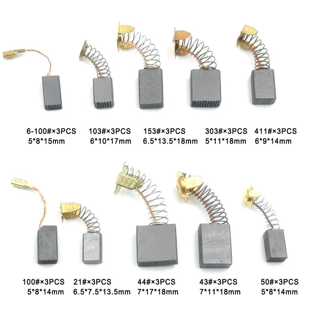 Carbon Brushes Set for Electric Motors (10 Sizes)