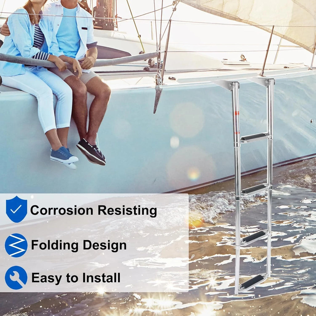 4 Steps Stainless Telescoping Boat Ladder for Pontoon (Marine)