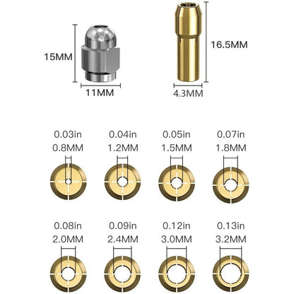 Collet Set for Dremel (0.8mm to 3.2mm)