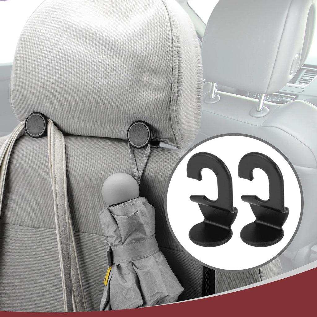 2 Pcs Universal Car Seat Headrest Hook for Purses and Bags (Black)