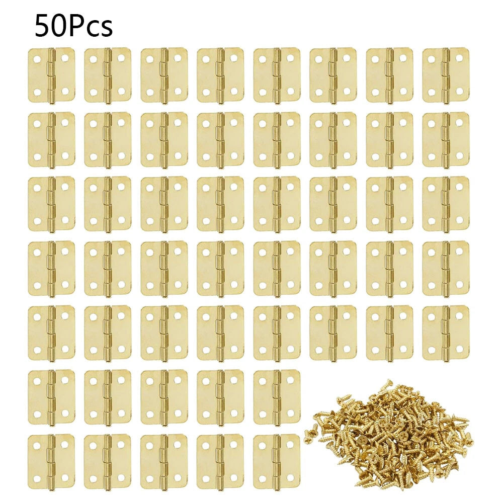 50Pcs Gold Cabinet Hinge for Dollhouse Furniture (16x13mm)