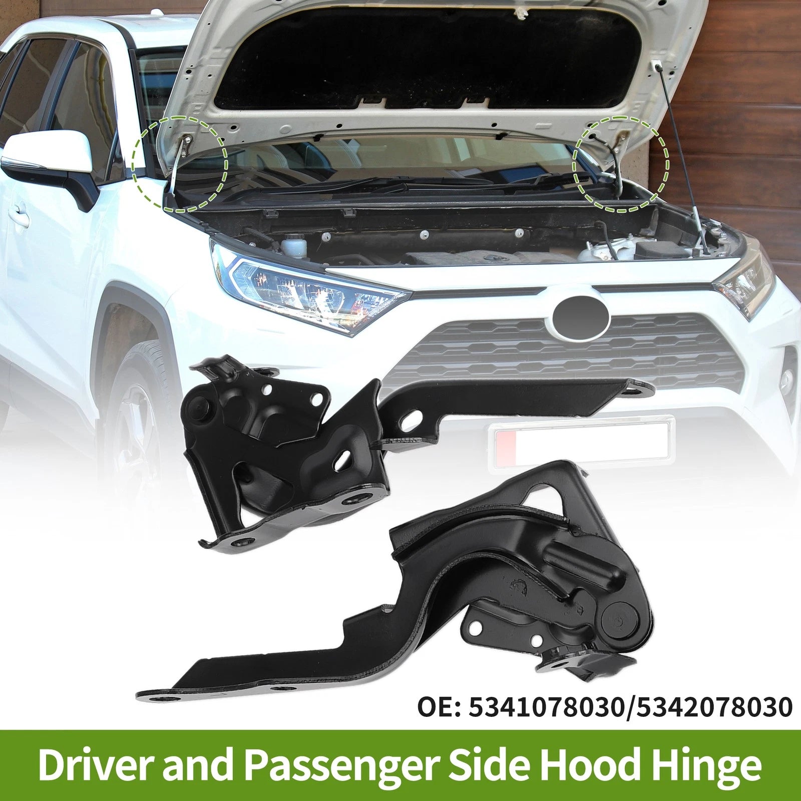Qty 1 Hood Hinge Pair Replacement for Lexus NX200t (2015–2018) Front Bonnet