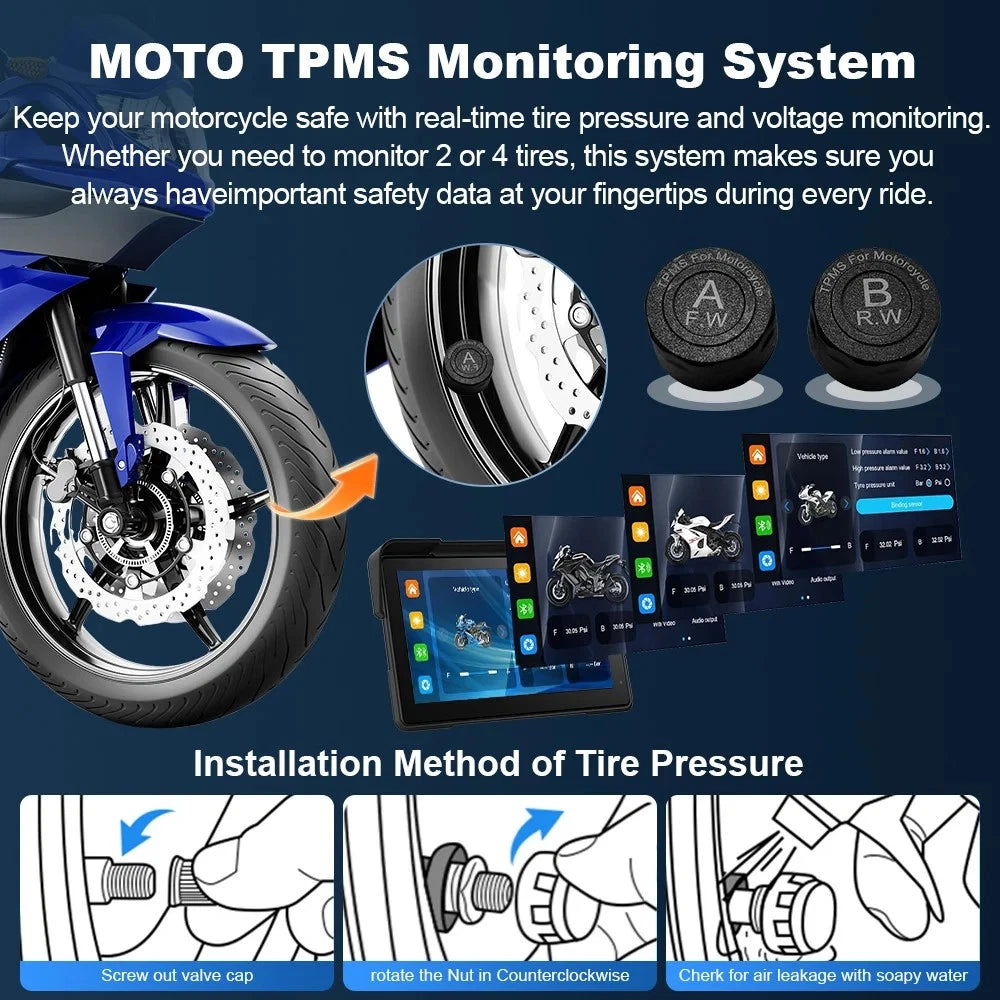 7" Motorcycle GPS Navigation with HD Camera & TPMS for