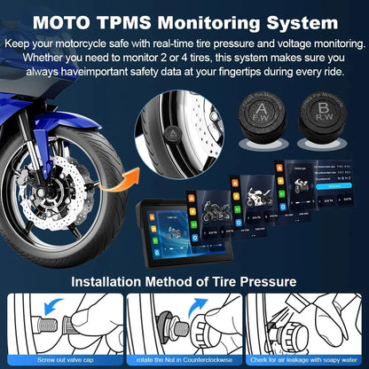 7" Motorcycle GPS Navigation with HD Camera & TPMS for