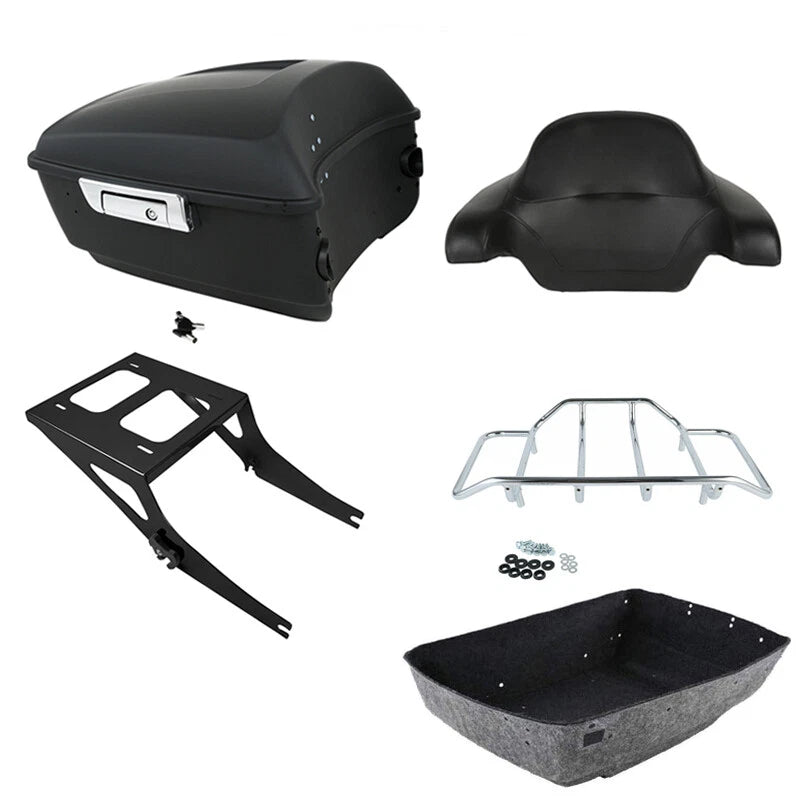 Matte Black King Trunk Backrest Mount for Harley Fatboy (2008–2017)