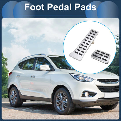 Automatic Footrest Pedals Cover Set for Hyundai Tucson (2016–2023) Silver Tone