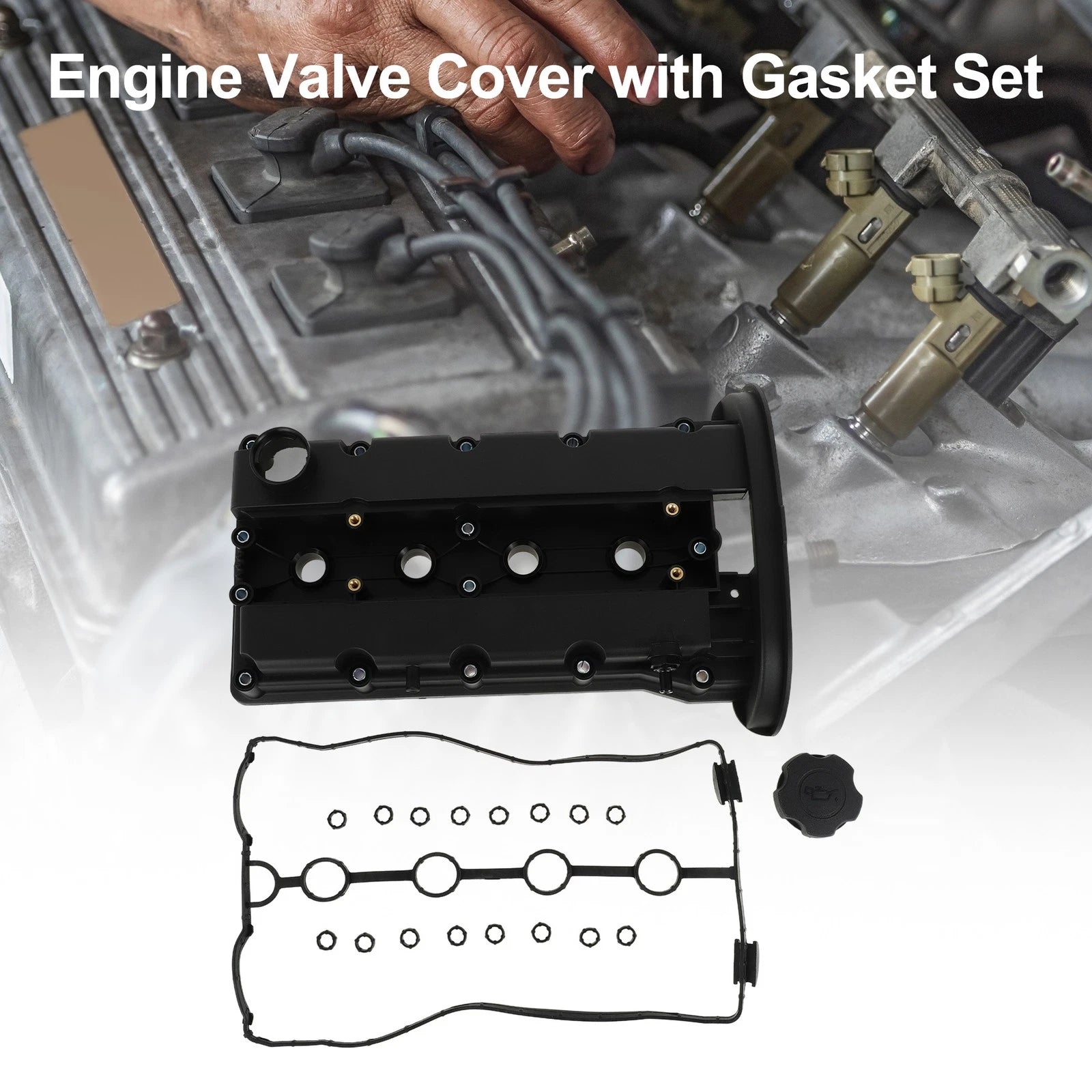 Engine Valve Cover Front Replacement with Gasket for Chevrolet Aveo 1.6L (2003–2013)