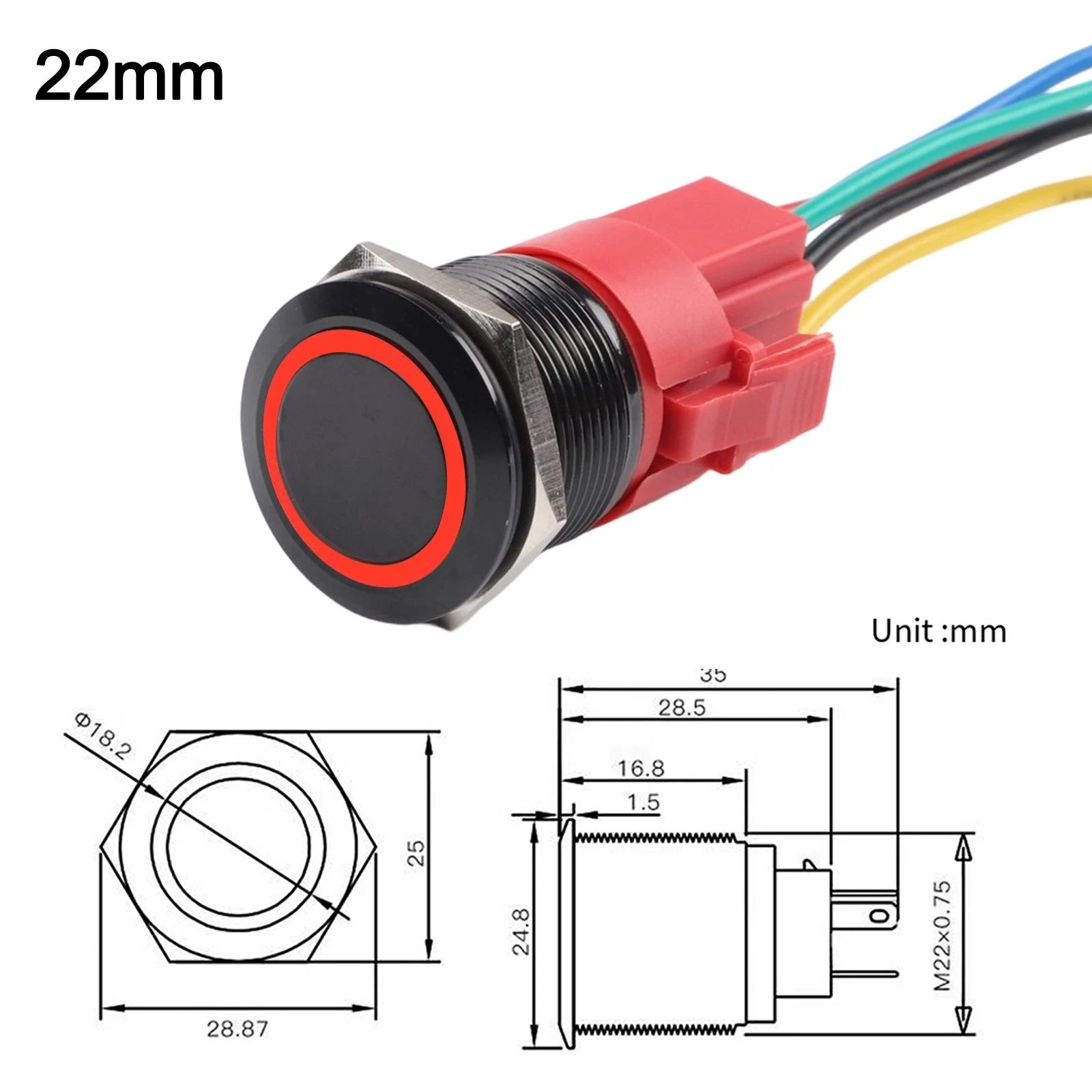 22mm Metal Push Button Switch for Universal Applications (12V, IP67)