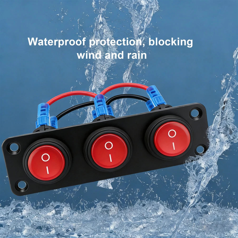 Red LED 20A 3-Position Round Switch Panel for Auto Boat (12V-24V)