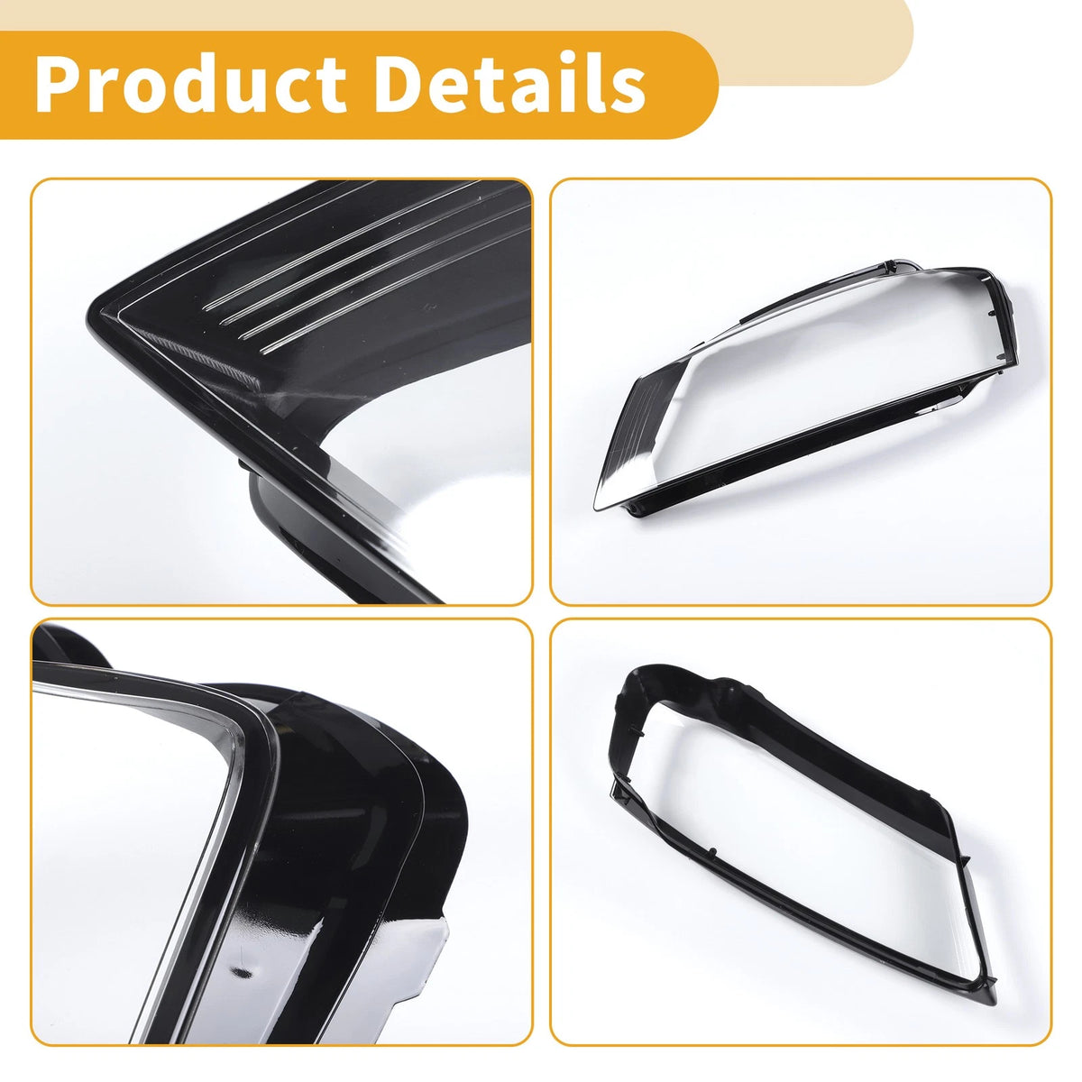 1 Pc Headlight Lens Cover for Audi A3 (2009–2012) Clear Black