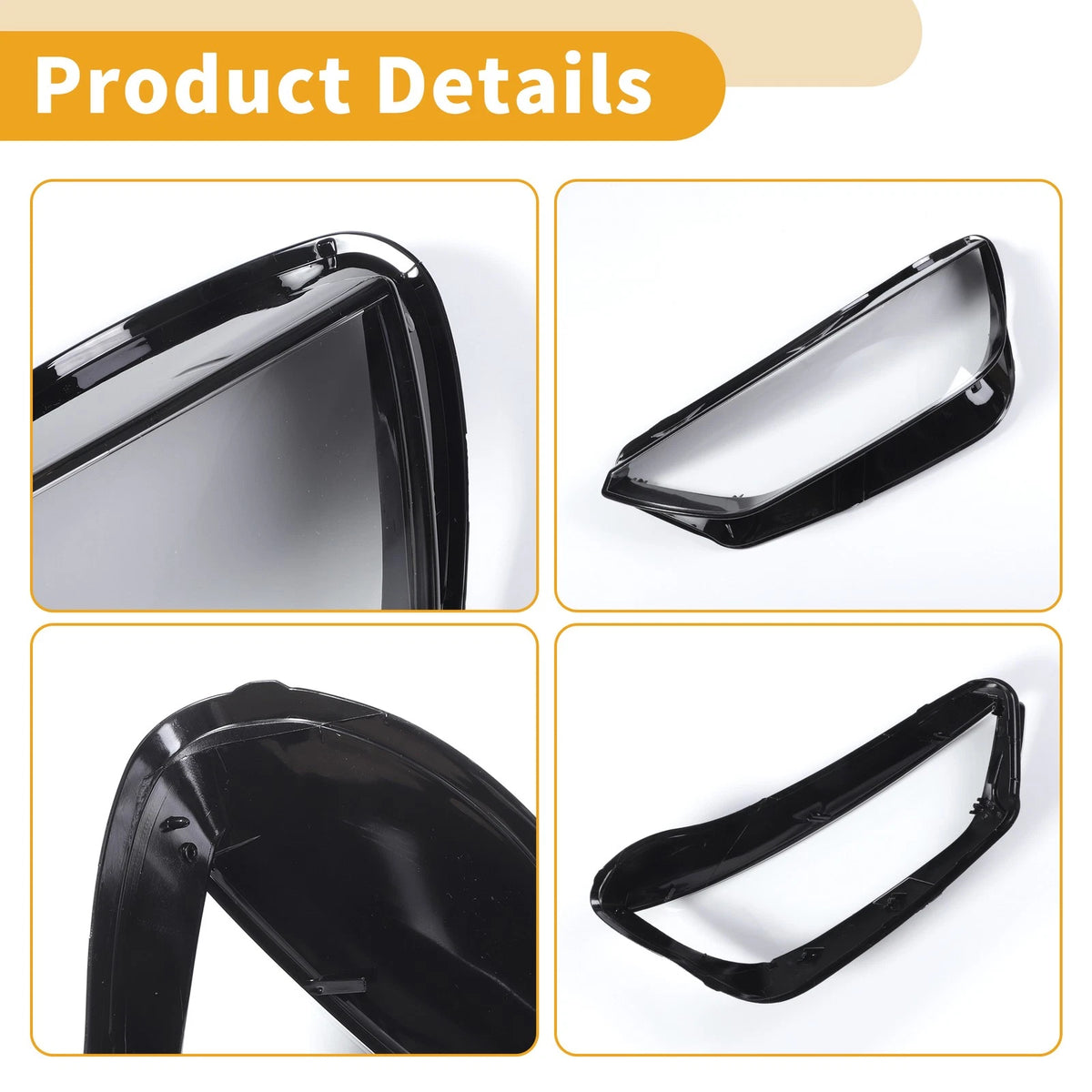 1 Pc Headlight Lens Cover for Audi Q5 (2021–2022) Clear Black