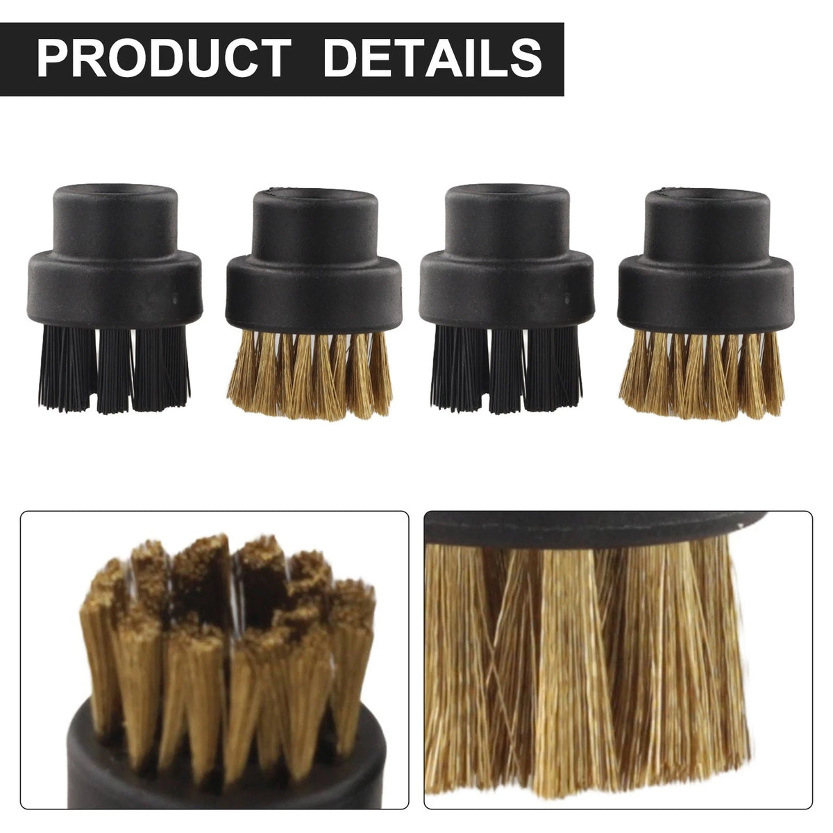 4 Piece Round Brush and Wire Set for Dupray Steam Cleaner