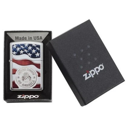 Zippo 29395 Windproof Lighter for American Flag (High Polish Chrome)