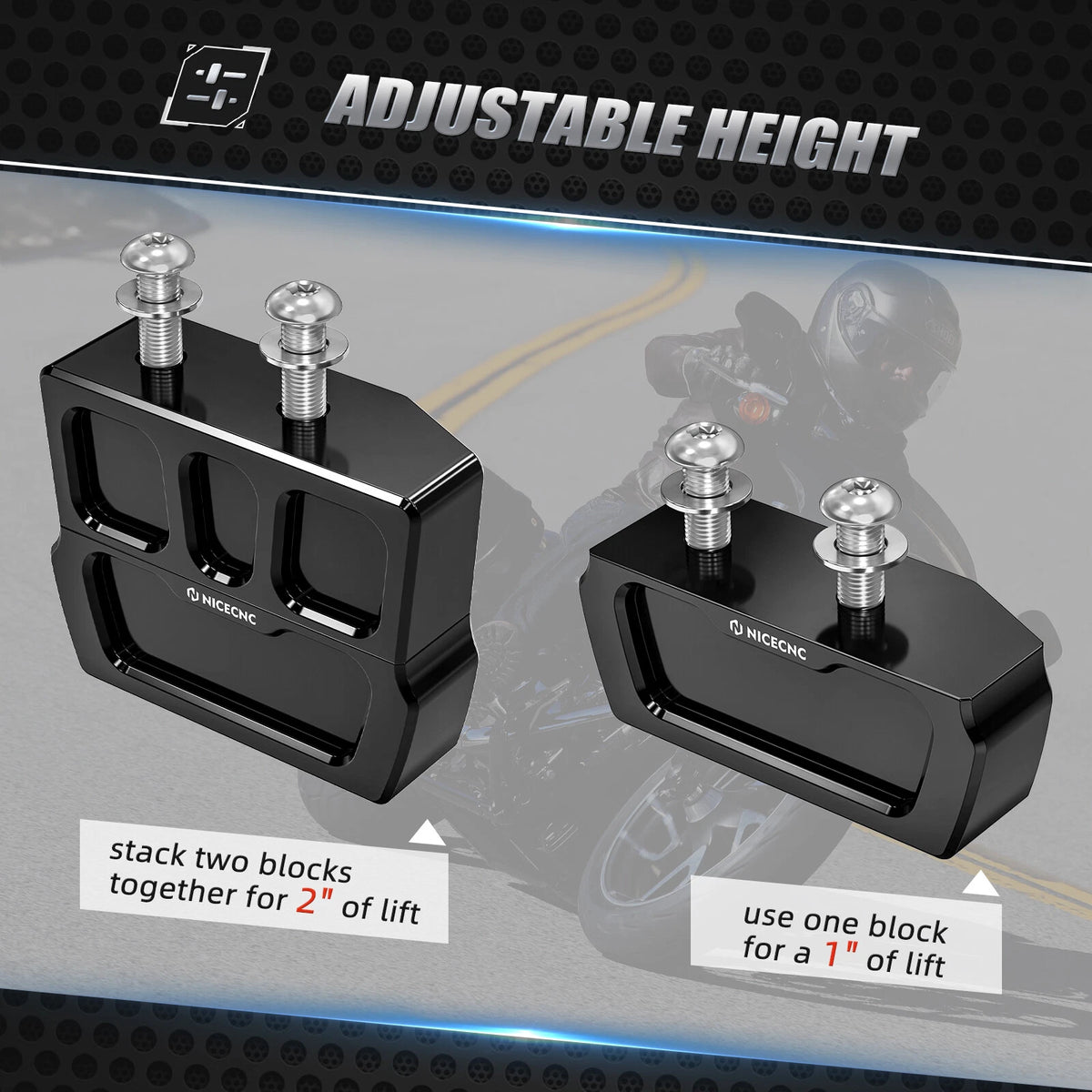 Set of 2 Anodized Kickstand Lift Blocks for Harley Sportster 1200 Custom (2004–2023)