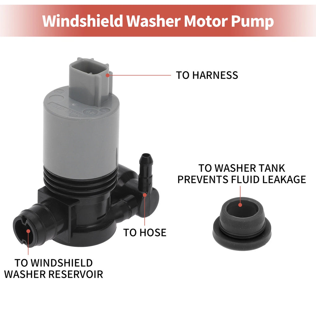Windshield Washer Pump with Grommet for Mazda Toyota