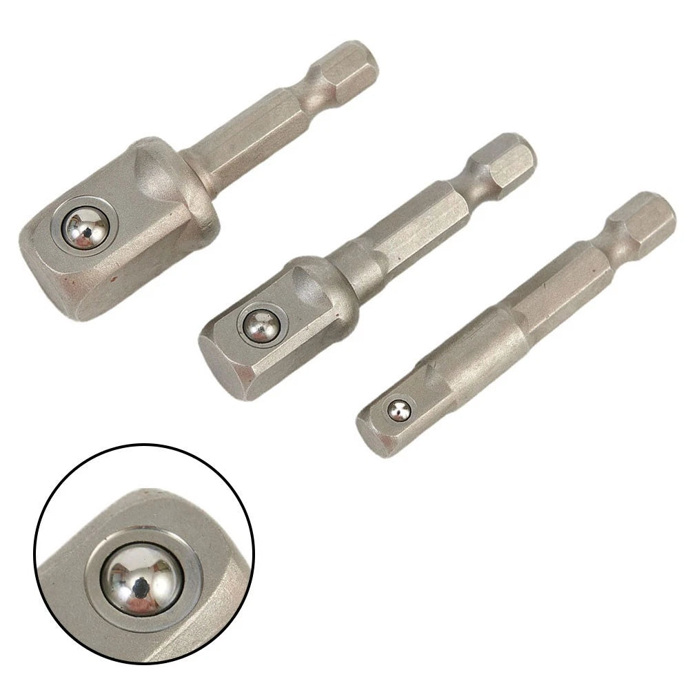 Set of 3 Socket Adapter Hex Shank Drill Bits for Power Tools