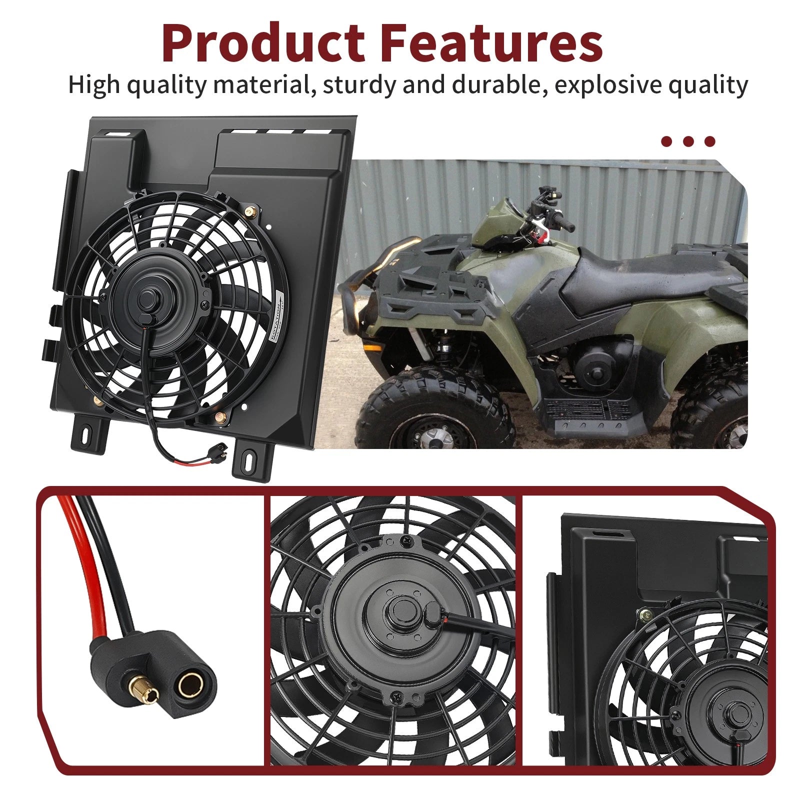 Radiator Cooling Fan w/ Shroud for Polaris Sportsman 400 500 (2000–2004)