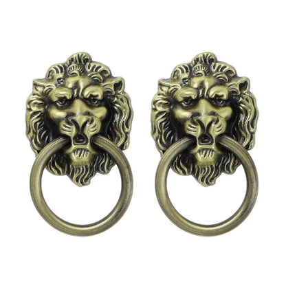 10X Vintage Lion Head Pull Handle Ring Antique Door Cabinet Drawer Cupboard Knob