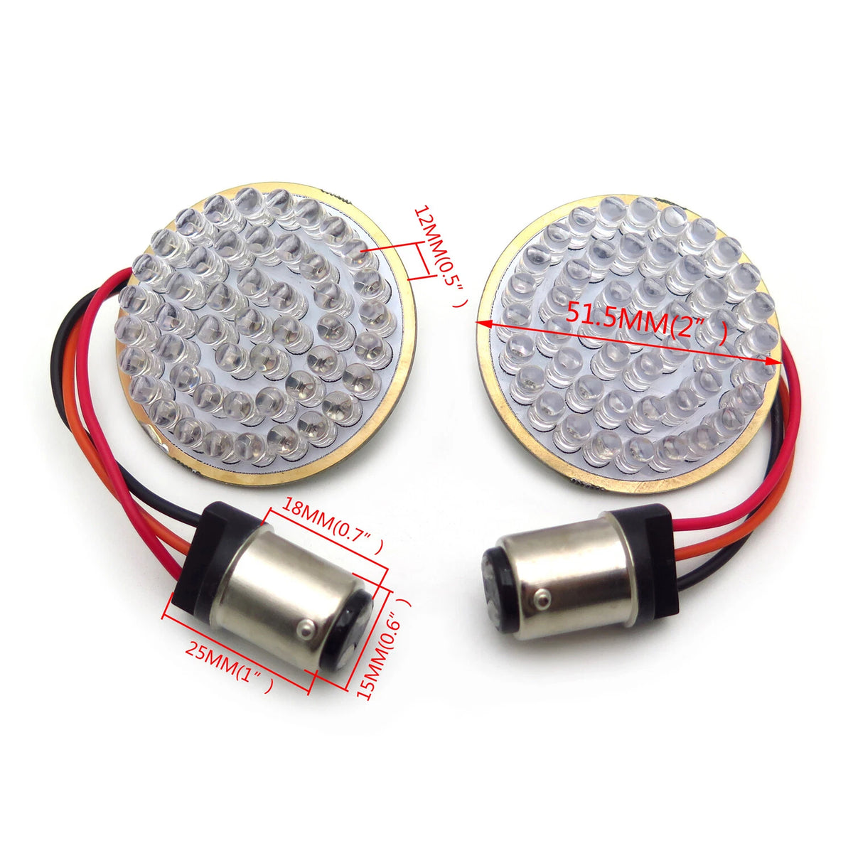 2" Bullet Red LED Turn Signal Lights 1157 for Harley Touring