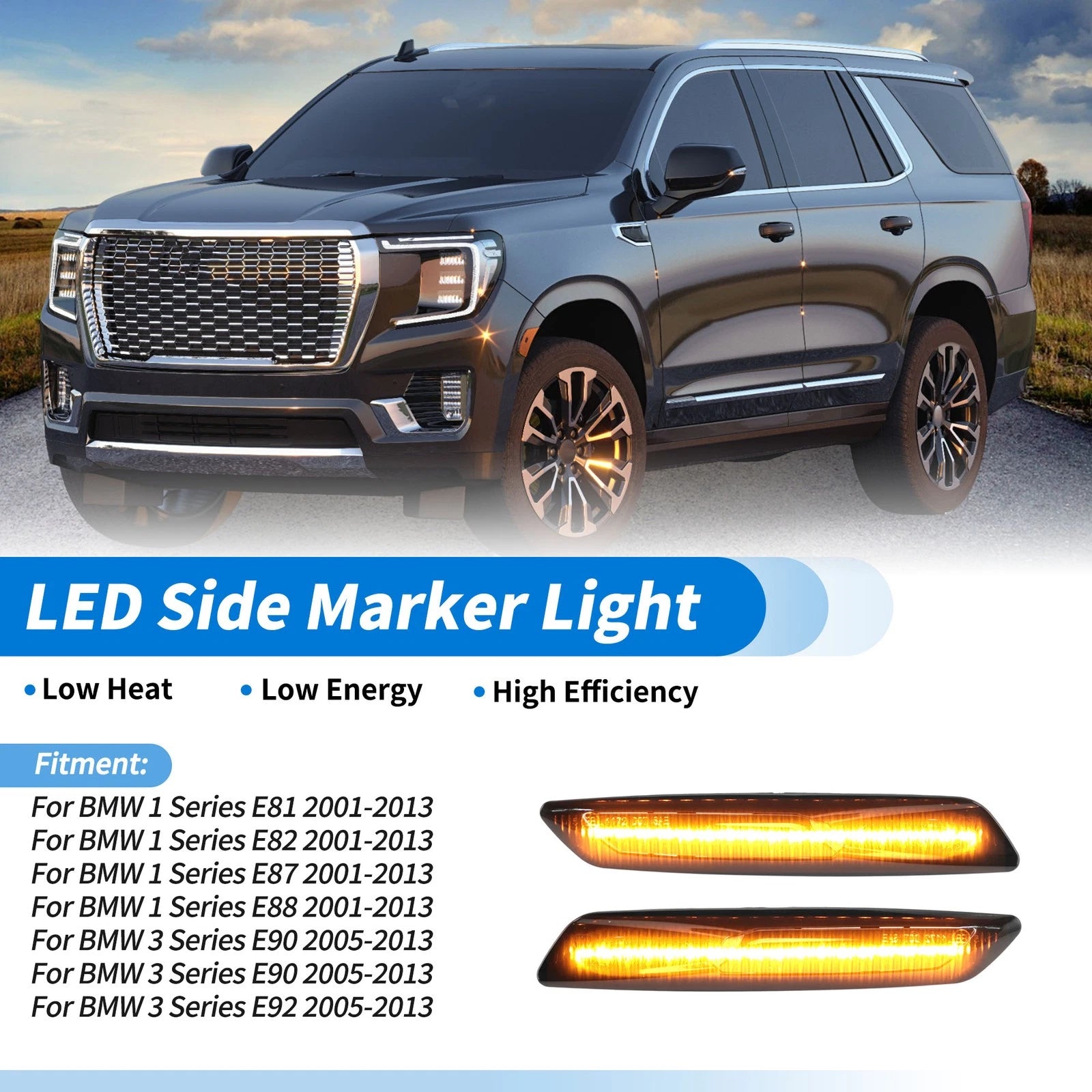LED Side Fender Marker Light for BMW 1 Series E81 2001–2013 2 Pack