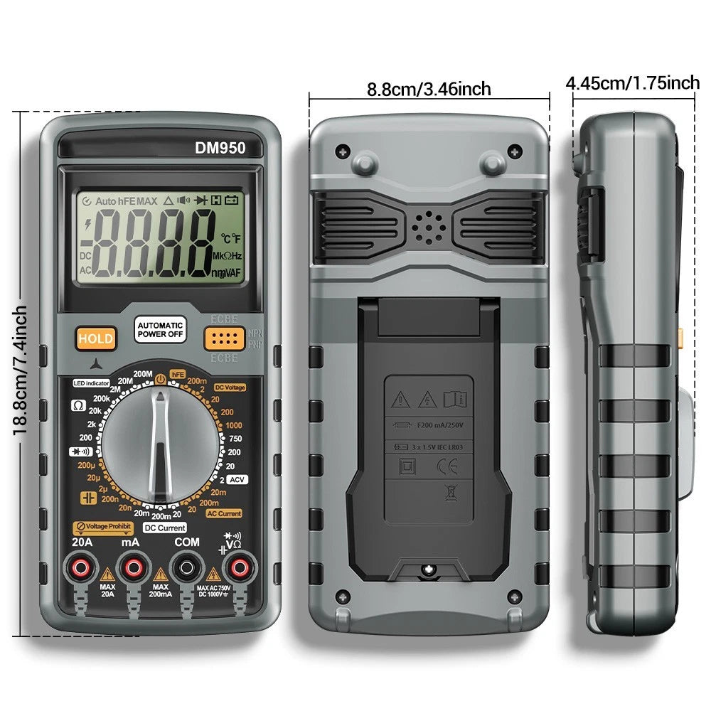 DM950 Multimeter for 1999 Count (Auto Power Off, Data Hold)