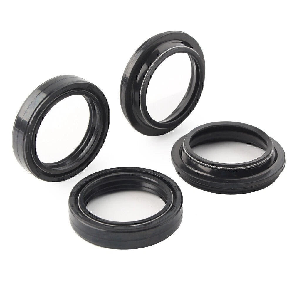 4pcs Motorcycle Front Fork Damper Shock Absorber Fork Dust Oil Seal Black