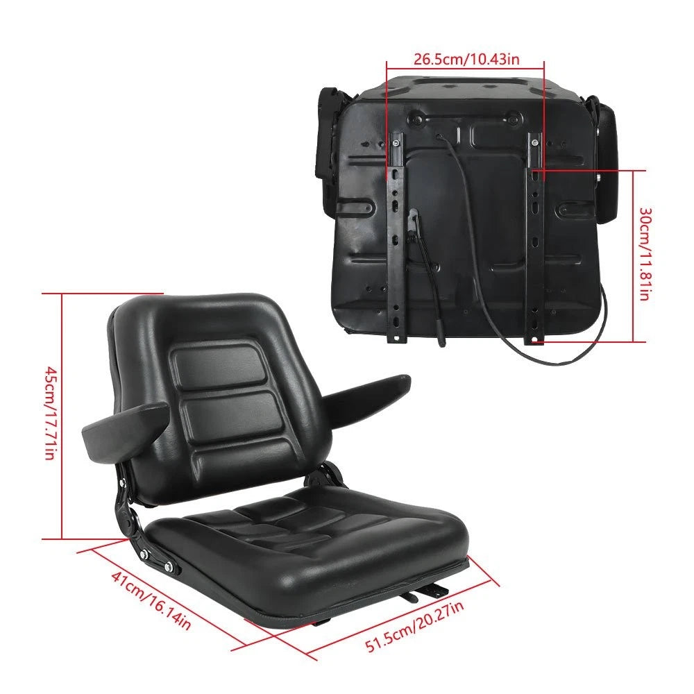 Universal Fold Down Forklift Seat with Micro Switch and Armrest