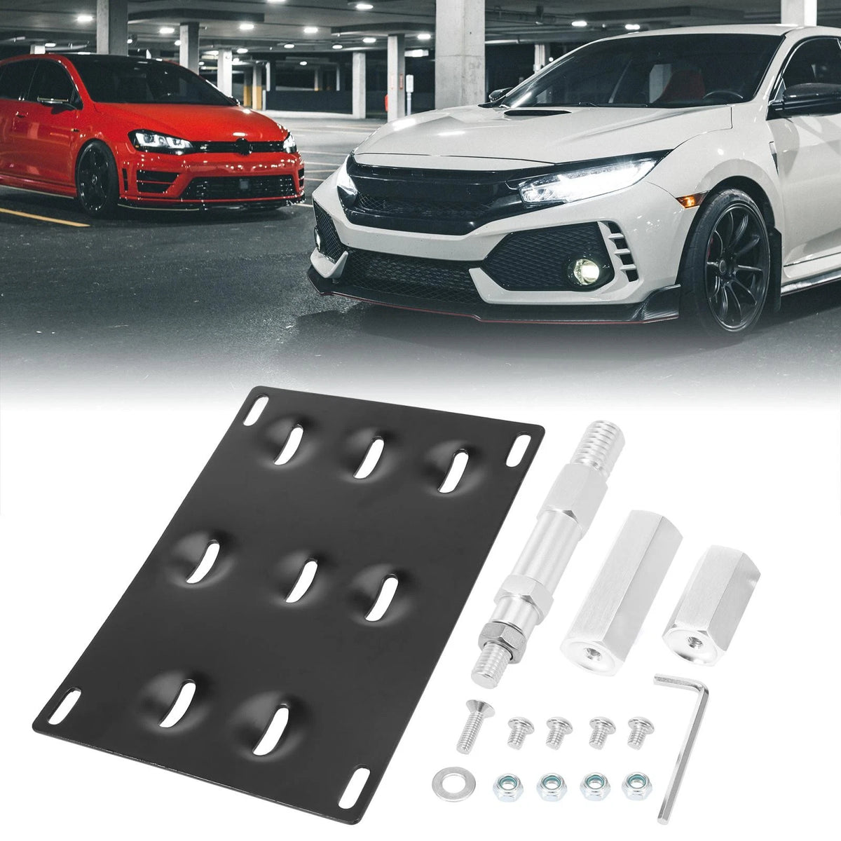Front License Plate Bracket Tow Hook Mount Set for Audi A4 (2005–2022)