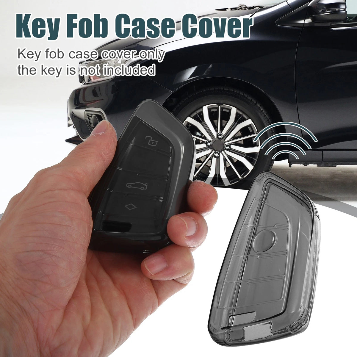 TPU Key Fob Remote Cover for BMW 1 2 3 5 6 Series Translucent Black (2012–2024)