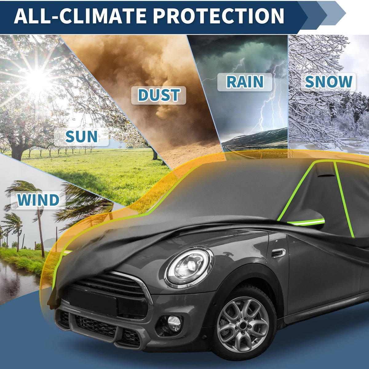 Waterproof All Weather Car Cover for Mini Cooper 2DR (2002–2021) Black