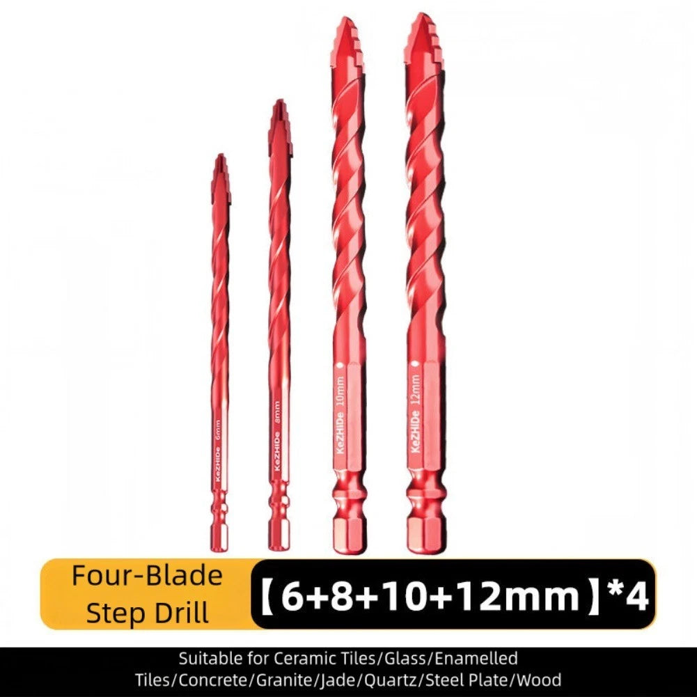 4-Piece Masonry Drill Bit Set for Quick Change Hex Shank