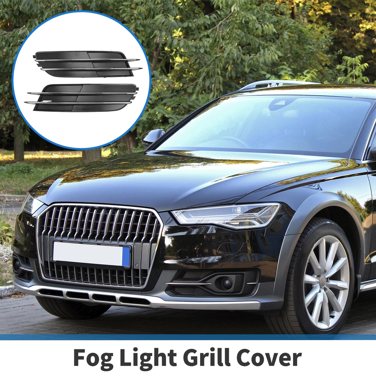 Front Fog Light Grill Pair Replacement for Audi A6 (2012–2015)