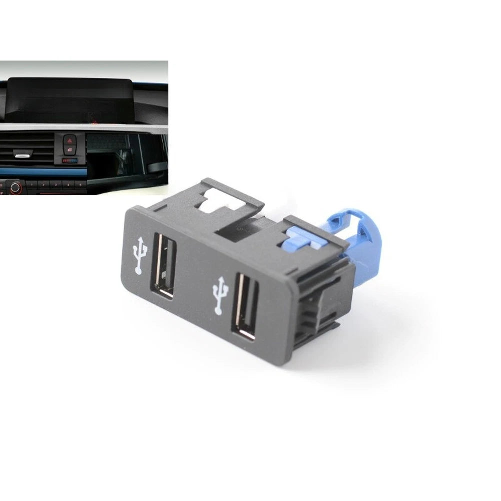 Dual USB Port Adapter for BMW Mini Cooper (2014–2021) Black ABS