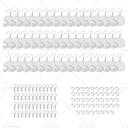 48PCS Helmet Earring Blanks MDF Double-Sided with Hook Jump Ring