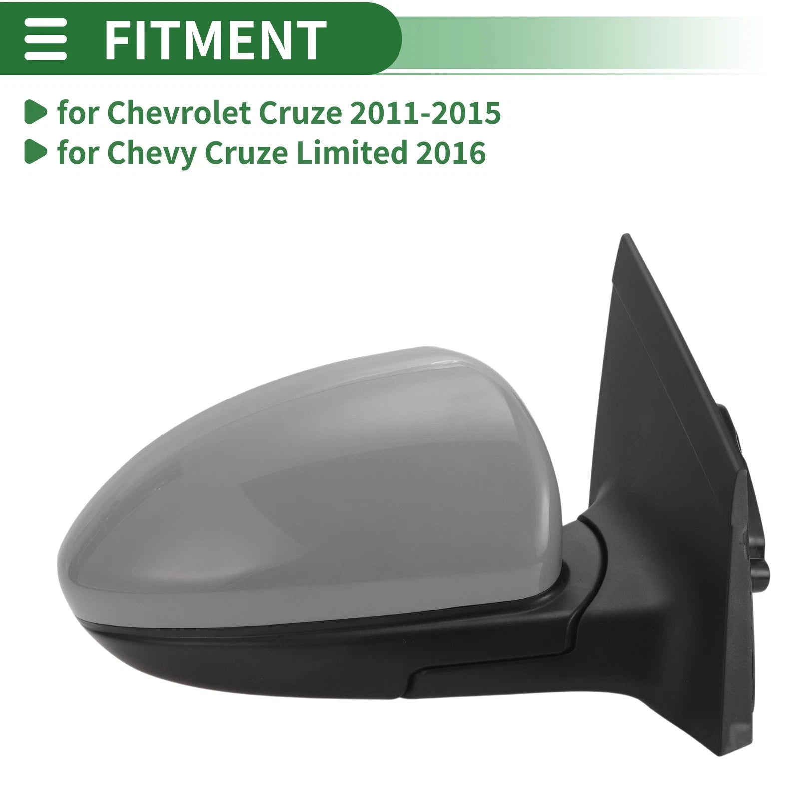Door Mirror 3 Pin Right Passenger Side Replacement for Chevrolet Cruze (2011–2018)