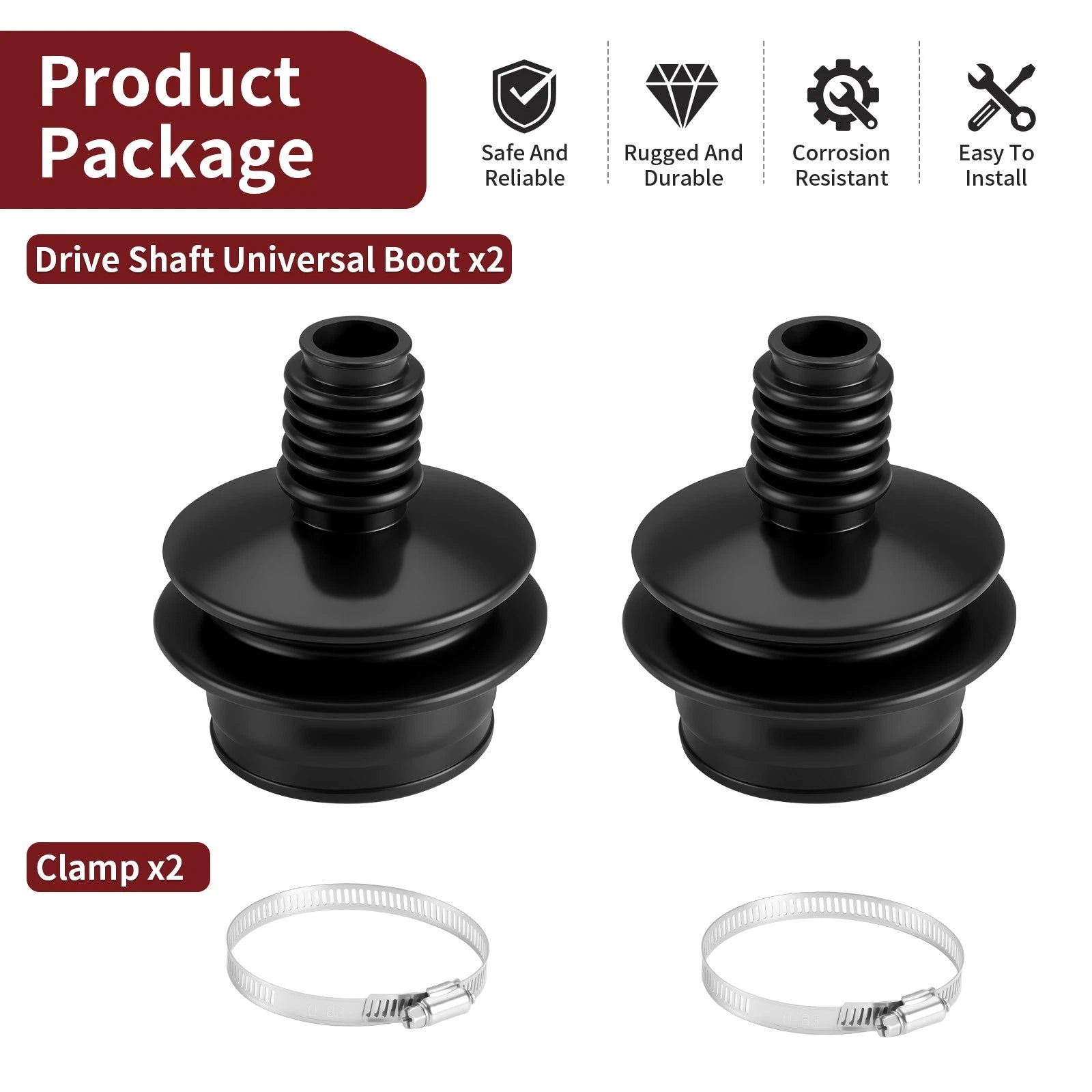 2X Drive Shaft Universal Boot for Suzuki QuadRunner 250 (1991–1998)