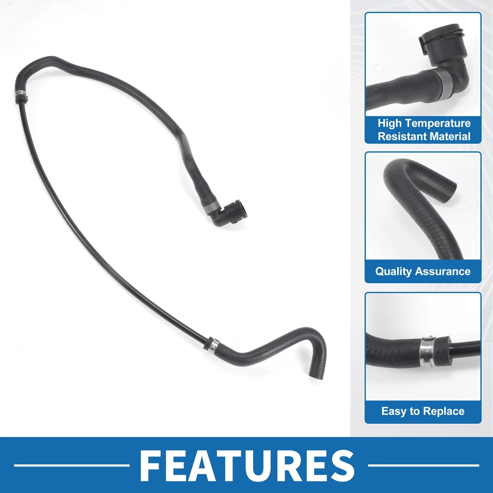 Engine Radiator Hose Replacement for BMW 750i 4.8L (2006–2008) Black Rubber