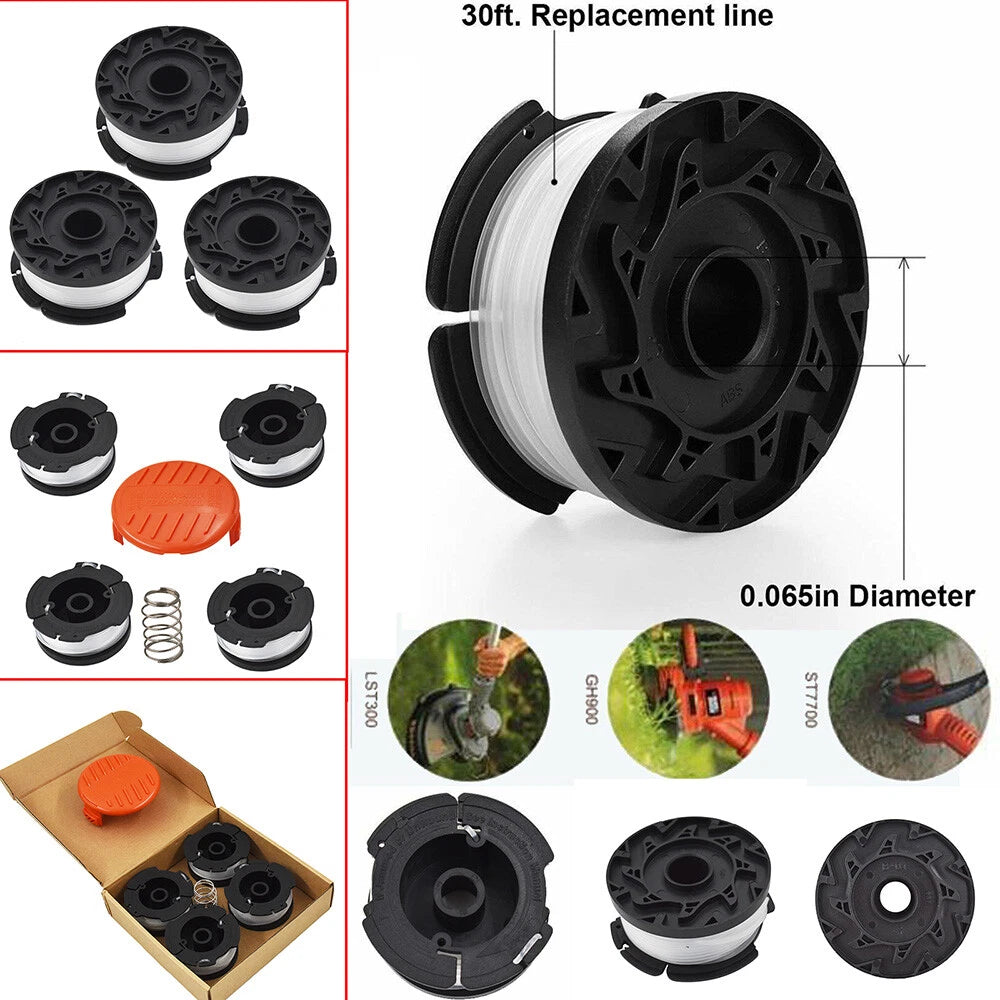6X String Trimmer Spools for BLACK+DECKER GH900 (AF-100-3ZP) 0.065" Line