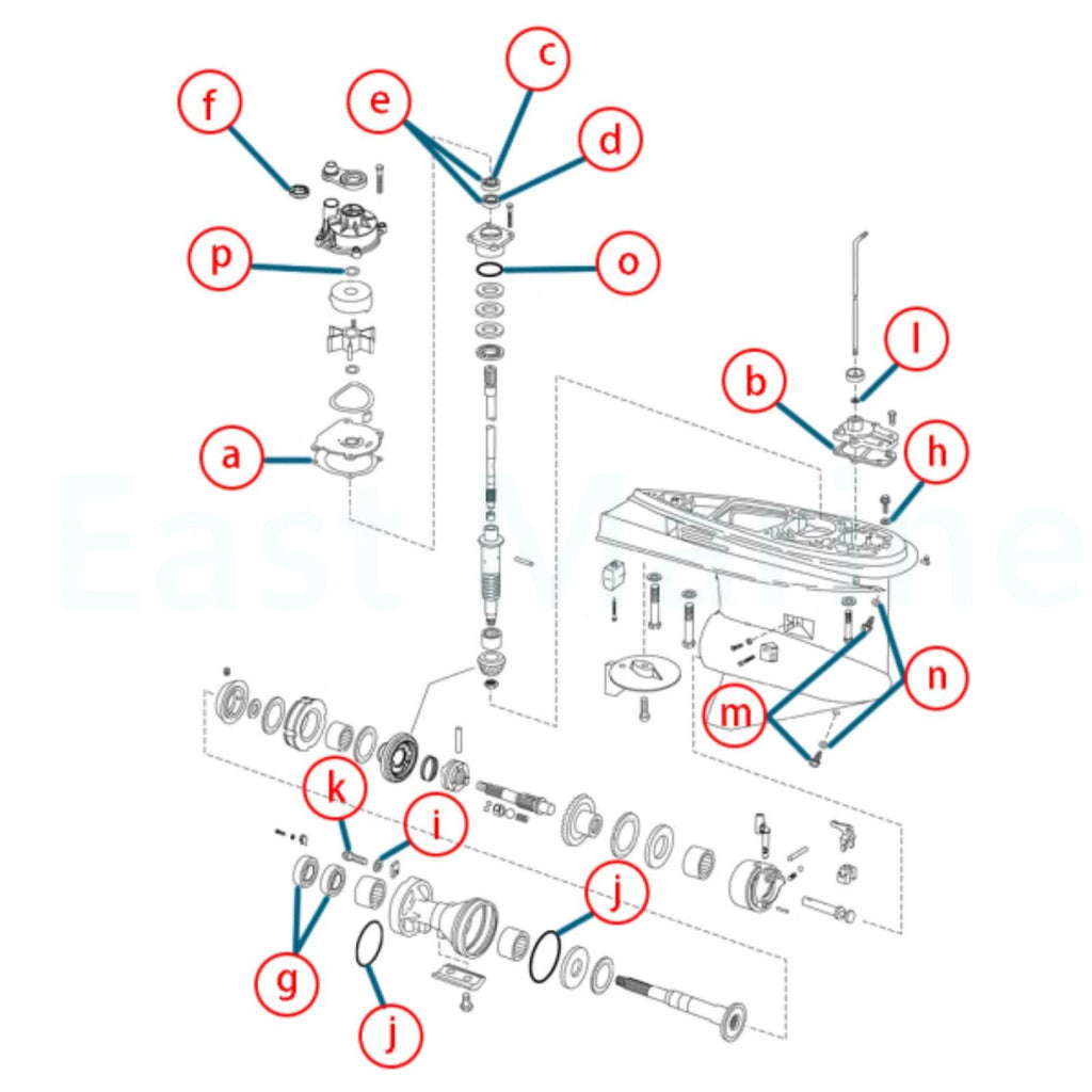Seal Kit for Evinrude Johnson Outboard Gearcase Lower Unit (5006373, 5000411, 439141)