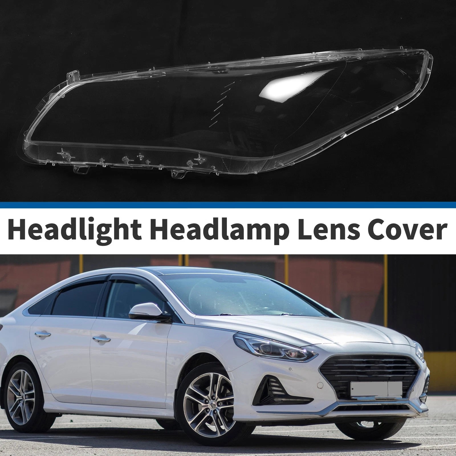 Headlight Lens Cover Front Left Replacement for Hyundai Sonata (2015–2017)