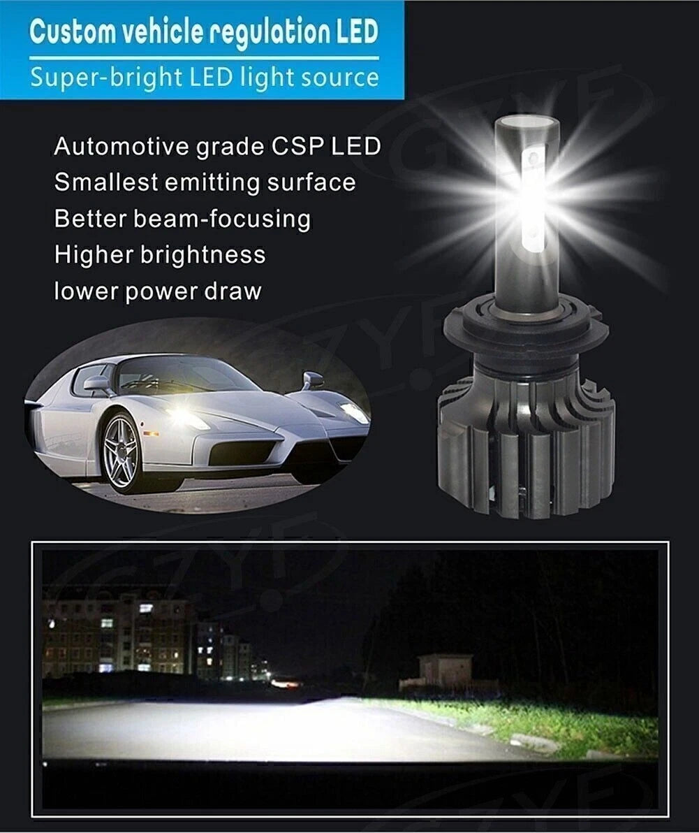 2X H7 LED Headlight Bulbs for Hi-Lo Beam (6000LM)