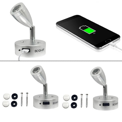 2Pc USB LED Reading Lamp 3W for RV Camper Van Boat